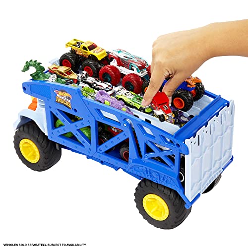 Hot Wheels Monster Trucks Monster Mover Rhino, Toy Car Hauler, Holds 12 1:64 Scale Monster Trucks or 32 Hot Wheels, with Ramp Launch, Gift for Kids 3 Years & Up