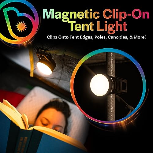 LightBrightz SiteBrightz LED Camping Tent Light - Magnetically Clips on Tent Edges - USB Rechargeable Camping Lights for Tent Lights for Camping - LED Camp Light for Camping, Hiking, Backpacking & More