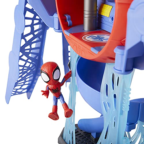 Marvel Spidey and His Amazing Friends Web-Quarters Playset with Lights and Sounds, Includes Spidey Action Figure and Toy Car, for Kids Ages 3 and Up