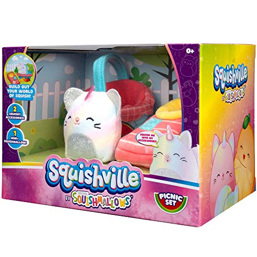 Squishville by Squishmallows Mini Plush Room Picnic Set, 2” Camilla Soft Mini-Squishmallow and 2 Plush Accessories