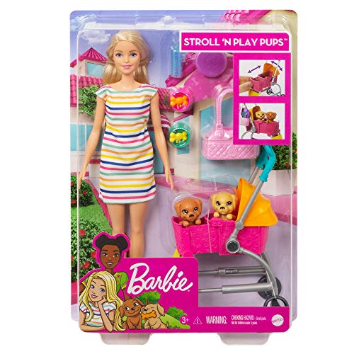 Barbie Stroll ‘n Play Pups Playset with Blonde Barbie Doll