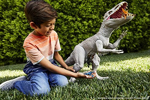 Jurassic World Camp Cretaceous Super Colossal Indominus Rex Action Figure with Eating Feature, Stands 18in High and 3.5ft Long, Dinsoaur Toy Gift