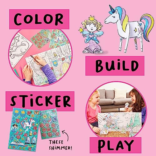 Creativity for Kids Wonder Worlds 3D Coloring Book: Fairy Tale - Unicorn and Princess Kids Coloring Art Set, Boys and Girls Gifts Ages 5-8+