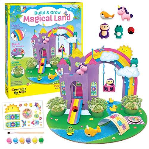 Creativity for Kids Build & Grow Magical Land - Unicorn Craft, 5-in-1 Kids Activities, Unicorn Castle Toy, Kids Gifts for Ages 6-8+
