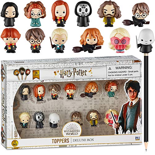 Harry Potter Pencil Toppers, Gifts, Toys, Collectibles – Set of 12 Harry Potter Figures for Writing, Party Decor –Ron Weasley, Hermione Granger,Sybil Trelawney and more by PMI, 2.4 In., Soft PVC (B12)
