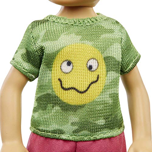 Barbie Chelsea Boy Doll (6-inch Brunette) Wearing Camo T-Shirt, Shorts and Sneakers, Gift for 3 to 7 Year Olds , White